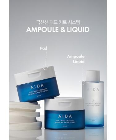 AIDA Hyal Multi-Liposome Ampoule Pad Kit - 30 000 ppm Moisture Anti-Aging Toner Pads for Smooth Glowing Skin - 50 Sheets All Skin Types - Buy Online on GoSupps.com