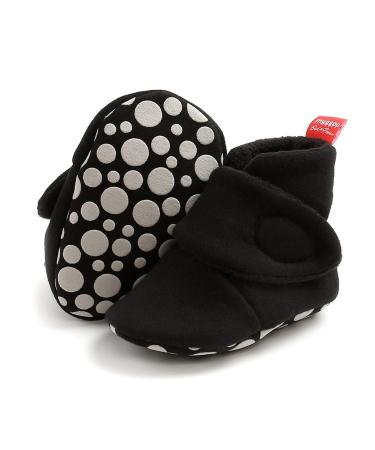 TMEOG Baby Booties Slippers Infant Boots Newborn First Walking Shoes Baby Winter Sock Crib Shoes for Boys Girls 0-18Months 6-12 Months C Black