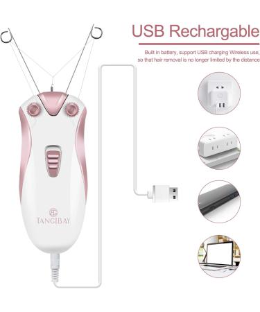 Cordless Electric Facial Threading Hair Removal for Women - Rechargeable Face Hair Remover in Rose Gold - Buy Online on GoSupps.com
