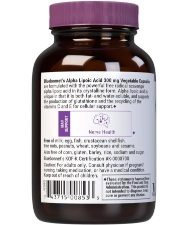 BLUEBONNET NUTRITION ALPHA LIPOIC ACID 300 mg 30 Count (Pack of 1) - Buy Online on GoSupps.com