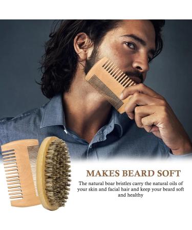 Professional 3-Part Beard Brush Set | Wild Boar Bristles | Double-Sided | Perfect for Barbers | Cloth Bag Included - Buy Online on GoSupps.com