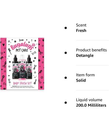 Bugalugs Spa Gift Set For Dogs With Shampoo Detangle Spray & Cologne Dog Birthday Dog Birthday Present Gifts For Women Gifts For Men Christmas Gifts For Her Gifts For Him (Baby Fresh) - Buy Online on GoSupps.com