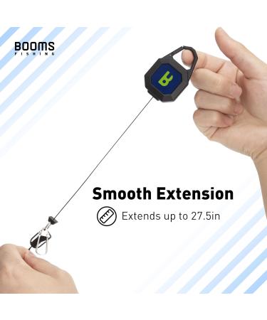 Booms Fishing RG4 2-Pack Retractable Gear Tether | Heavy Duty Locking Fly Fishing Retractor | 27.5 Steel Cord | Black 7.7oz (2 Pack) - Buy Online on GoSupps.com
