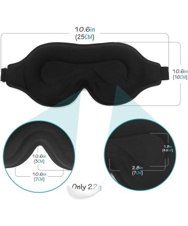 2-Pack 3D Contoured Sleep Mask Set for Men and Women - 100% Light Blockout, Adjustable Strap - Perfect for Travel, Shift Work, and Rest - Black - Buy Online on GoSupps.com
