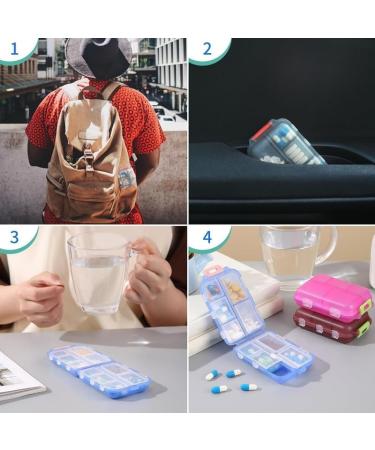 Travel Pill Organizer with 560 Labels - Small 10 Compartment Medicine Box | Essential Travel Kit (Gray - Buy Online on GoSupps.com