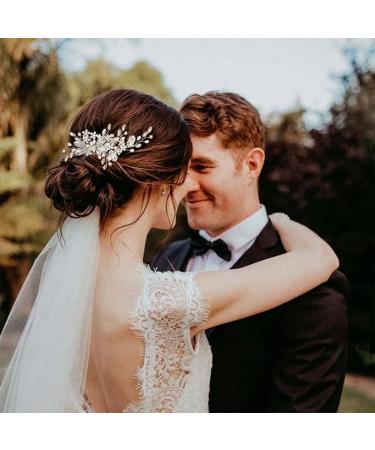 Bridal Crystal Hair Comb with Pearls | Wedding Hair Accessories for Women and Girls - Silver - Buy Online on GoSupps.com