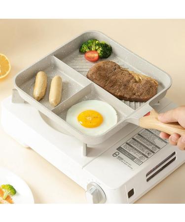 Kahdsvby Durable Multipurpose Fried Egg Pan Aluminum Alloy Frying Pan 3 in 1 Steak Breakfast Pan Cooking Pan Kitchen Utensils - Buy Online on GoSupps.com