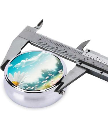 Cute White Daisies Portable Metal Pill Box | Round Mini 3-Compartment | Travel-Friendly Black Design for Small Pills - Buy Online on GoSupps.com