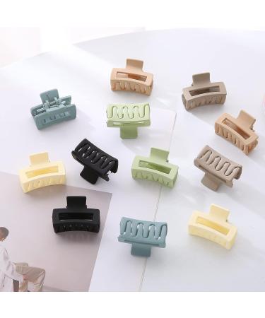 12 PCS Mini Hair Claw Clips for Women Girls - Non-Slip Rectangle Hair Jaw Clips in Light Colors - Buy Online on GoSupps.com