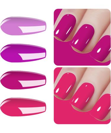 Vishine Pink Gel Nail Polish Set 4 Colors Hot Pink Tones Sakura Spring Rose Purple Fushia Dark Pink All Seasons Soak Off Long Lasting Romantic Nail Art Design Salon Home Manicure Kit for Women Girls C027 Set C027 - Buy Online on GoSupps.com