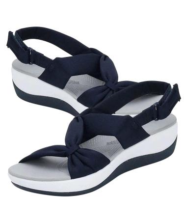 Lambo women's sandals with foot vault support - orthopedic women's sandals with foot vault support - adjustable straps and ergonomic sole sandals for walking leisure hiking 38 EU blue
