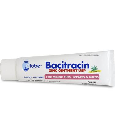 (4 Pack) Globe Bacitracin Zinc Ointment + Aloe 1oz | Antibiotic First Aid Supplies | Maximum Healing Power | Prevents Infection in Cuts, Scrapes & Burns - Buy Online on GoSupps.com
