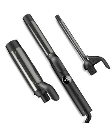 TYMO Curling Iron, Instant Heat Up Curling Wand Set with 3 Barrels (0.5, 1.0'', 1.5), 5-Temps (Up to 430F) with Intelligent Temp Control, Dual Voltage Hair Curler for All Hair Types Black