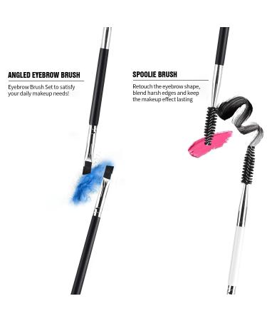2-Piece Angled Eyebrow Brush Set with Spoolie | Double-Ended Eyebrow Brushes for Shaping & Lining | Multi-Functional Eyelash Brushes - Perfect for Brows & Lashes (Black - Buy Online on GoSupps.com