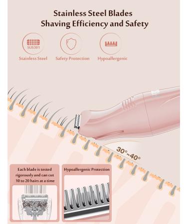 EESKA 3 in 1 Bikini Trimmer for Women - Cordless Electric Lady Razor for Legs, Arms, and Bikini - IPX7 Waterproof - Wet & Dry Use - Painless Hair Removal - Pink - Buy Online on GoSupps.com