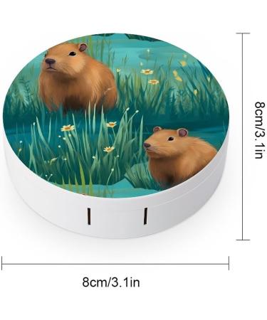 Capybara Contact Lens Case with Mirror | Cute Portable Eye Lens Box Travel Kit - Buy Online on GoSupps.com