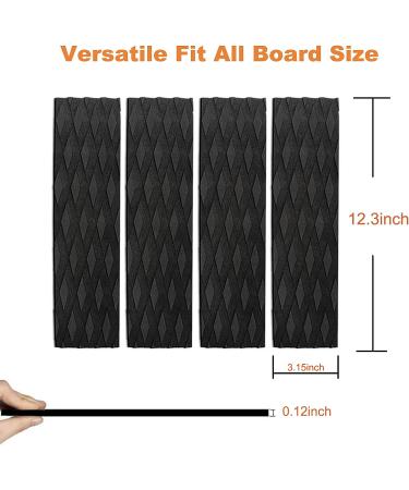 4-Piece Black Surfboard Traction Pads - Anti-Slip Front Pad for Surfboards, Skimboards, Shortboards, Longboards, and Kayak - Buy Online on GoSupps.com