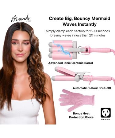 Mermade Hair 32mm Original Pro Waver | Three Barrel Curling Iron for Beach Waves - Grey - Buy Online on GoSupps.com