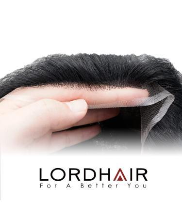 Lordhair Knotless Toupet for Men - Skin Injected Human Hair System 8x10 Inch Base Deep Black 1# - Lightweight & Natural Look - Buy Online on GoSupps.com