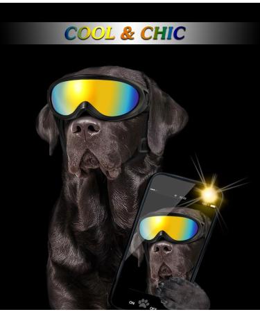 Lewondr UV Safety Sunglasses for Dogs | Windproof Waterproof Anti-Fitting Glasses for Medium & Large Dogs | Adjustable Rubber Band & Sponge Cushion - Black Single Lenses - Buy Online on GoSupps.com