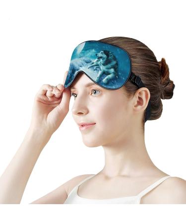Wolf On Full Moon Night Sleep Mask - Adjustable Blindfold for Sleeping, Travel, and Nap - Blocks Light for Men and Women - Buy Online on GoSupps.com