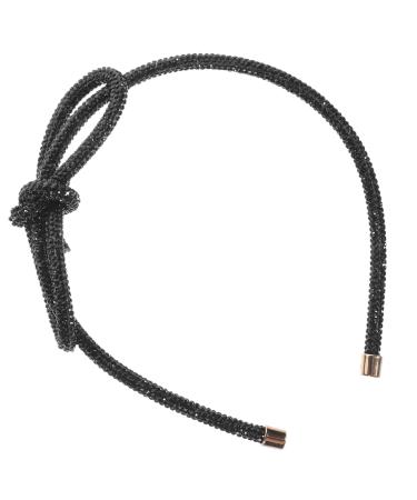 FRCOLOR Crystal Rhinestone Headbands Jeweled headbands Weave Narrow Hair Bands with Bow Fashion Headband Double Rows Sparkly Beaded Hair Hoops with Teeth Non Slip Hair Hoop for Women Girls Black