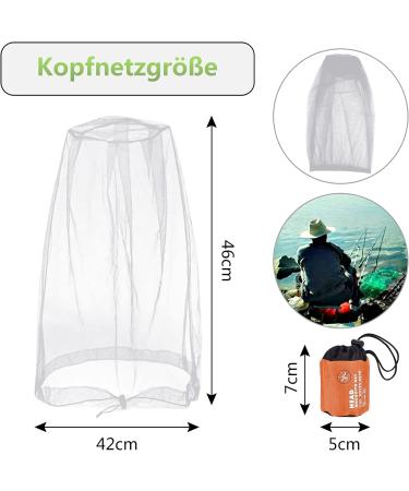 Grantop 2-Piece Mosquito Head Net - Nylon Bug Net for Hiking, Camping, Fishing - Grey - Buy Online on GoSupps.com