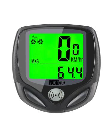 SOON GO Bike Speedometer, Bicycle Speedometer Wireless Cycle Bike Computer Waterproof Bike Odometer with LCD Display Speedometer Accurate Speed Tracking & Multi-Function