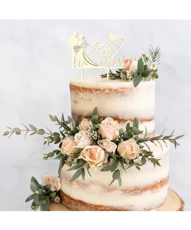 Personalized Wedding Cake Topper - Bride & Groom Figures Mr & Mrs Decoration Wood Color for Weddings & Parties - Buy Online on GoSupps.com