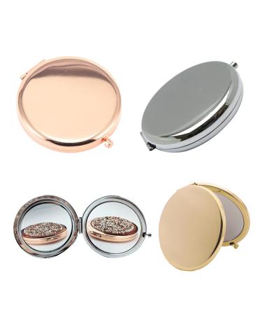 Traziewell Gold Mirror Compact for Women and Girls Unique Travel Makeup Mirrors Portable Double Sided Small Folding Mirror JZ000123 Jz000123 Three Seats