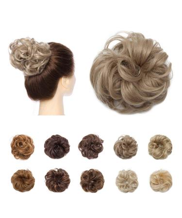 Scrunchy Scrunchie Bun Short Messy Hair Bun Donut Hair Updo Hairpiece Ribbon Ponytail Extensions -Ash Blond 25g 25 g Ash Blond