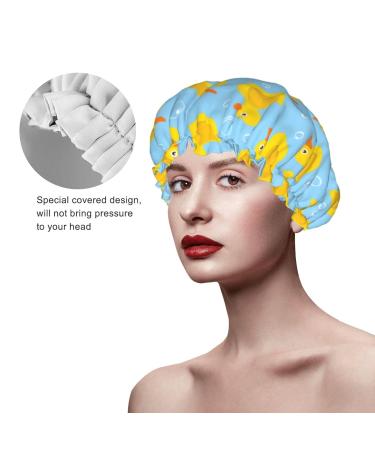 Yellow Rubber Duck Reusable Shower Cap | Double Layer Waterproof Hair Protector for Women, Kids, and Men - Buy Online on GoSupps.com