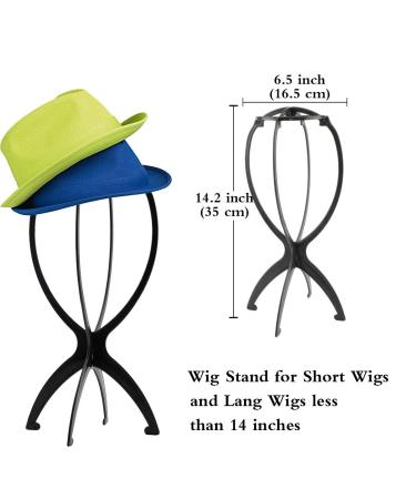 DANSEE 6 Pack Short Wig Stand - Portable Holder for Multiple Wigs & Hats - 14.2 Inches - Travel Friendly - Black - Buy Online on GoSupps.com
