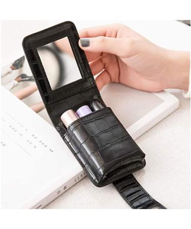 HSK_Mall Mini Lipstick Case with Mirror - Portable Lipstick Holder for Purse, Travel Makeup Pouch - Black - Buy Online on GoSupps.com