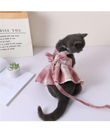 Tikwek Pink Plaid Dog Dress with Bow Tie Harness Leash Set - XS to M Sizes - Cute Puppy Outfit for Small Girl Dogs - Buy Online on GoSupps.com