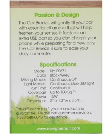Greenair Carbreeze Essential Oil Diffuser - Aromatherapy Benefits | Lightweight Portable & Stylish Design - Buy Online on GoSupps.com