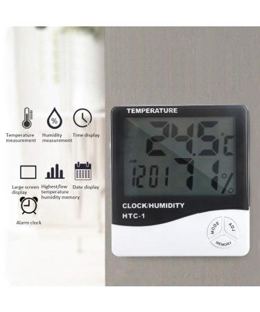 Digital Thermometer Hygrometer Electronic Temperature Humidity Test Time Calendar Alarm Clock Function Thermometer Hygrometer Eyelash Grafting Tool - Buy Online on GoSupps.com