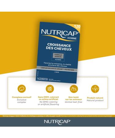 NUTRISANTE Nutricap for Men Hair Growth Advanced Formula - Hair Vitality and Strength for Men - Natural Walnut Oil Whey Saw Palmetto Horsetail extract Biotin - 120 capsules - 2 Months Treatment - Buy Online on GoSupps.com
