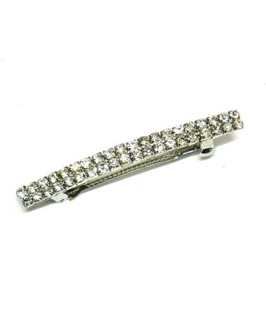 La Peach Fashions Lovely Double Row Crystal Diamante Barrette Clip Hair Barrette Wedding Diamante Hair Clip Size 6 cm (Crystal)