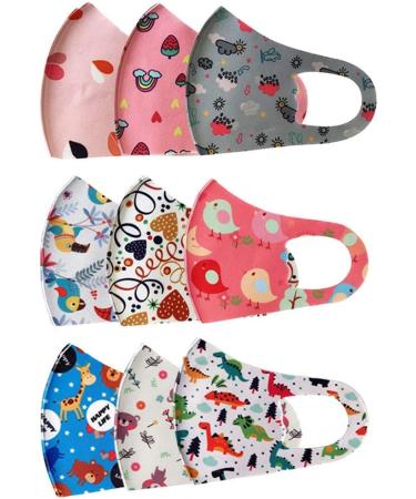 9 Packs Kids Protect_Cover_Mask Reusable Washable Ice Silk Boys Girls Mouth Protection Nolvety Adjustable Earloops Outdoors Sports Anti-dust Household Cleaning Cycling Camp - Buy Online on GoSupps.com