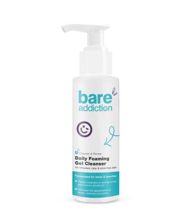 Bare Addiction 150ml Daily Skincare Foaming Gel Cleanser for Deep Cleansing and Reducing Excess Oil Spots Redness and Blocked Pores