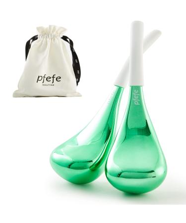 Pfefe Cryo Sticks Face skin care ice balls for women face eyes stainless steel face beauty tools for girls women aesthetic need cooling cooling spa globes with storage box green