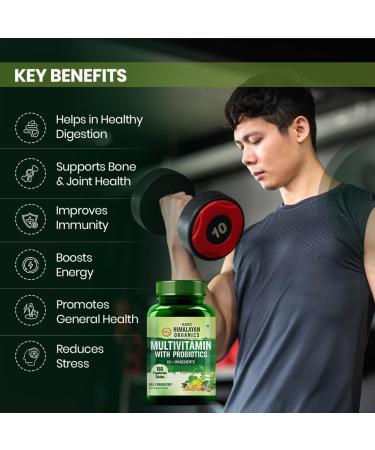 Himalayan Organics Organics Multivitamin with Probiotics - 45 Ingredients for Men and Women with Vitamin C D E B3 B12 Zinc Giloy and Biotin (180 Tablets) - Buy Online on GoSupps.com