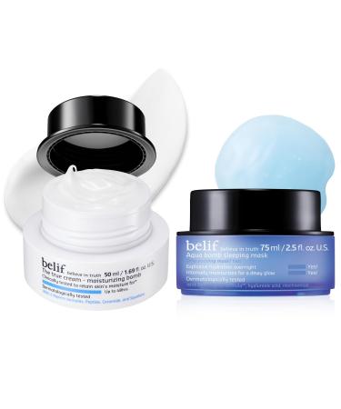 belif Deep Recovery Duo - Moisturizing Bomb & Sleeping Mask with Ceramide Peptides and Vitamin E for 48-Hour Hydration and Overnight Barrier Support