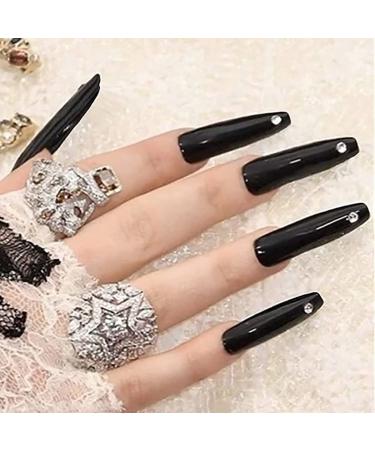 Brishow coffin long artificial nails false nails pink natural press on nails ballerina acrylic stick on nails 24 pieces for women and girls