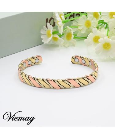 Vicmag Copper Magnetic Bracelet for Women Men - Adjustable Size, Ultra Strength Magnets, 99.9% Pure Copper - Gift Box Included - Buy Online on GoSupps.com