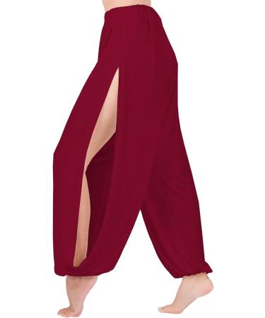 Lofbaz High Slit Yoga Harem Pants XL Dark Red - Women's Dance & Maternity Trousers - Buy Online on GoSupps.com