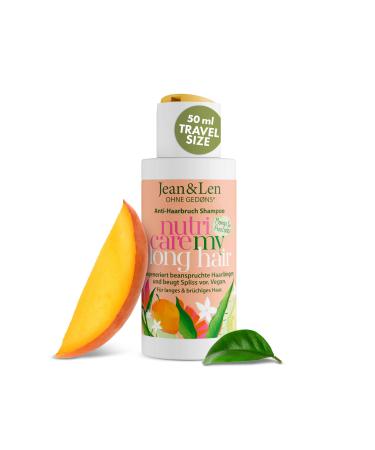 Jean & Len Nutri Care Shampoo Mango & Avocado Travel Jar, for long and damaged hair, regenerates to the ends, fruity and fresh scent, paraben and silicone free, vegan, 50 ml