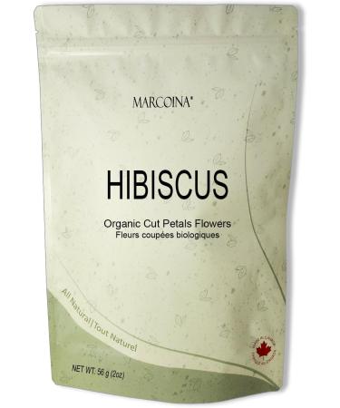 Organic Hibiscus Flowers Herbal Loose Tea by Marcoina - Cut Petals 56g in Resealable Bag Caffeine-Free from Egypt - Perfect for Hot or Cold Brew Tea - Known as Hibiscus sabdariffa. - 2oz. Hibiscus Organic Cut Flower 56-g. / 2-oz. - Buy Online on GoSupps.com