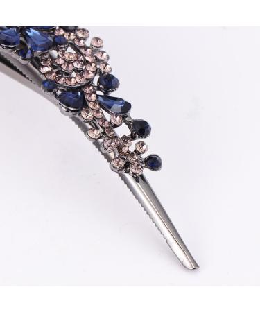 Mobestech Duckbill Clip Rhinestone Alligator Hair Clip Studded Hairpin Hair Clip Metal Bobby Pin Hair Barrette Headwear Hair Accessory for Women Girls Hair Styling (Blue) - Buy Online on GoSupps.com